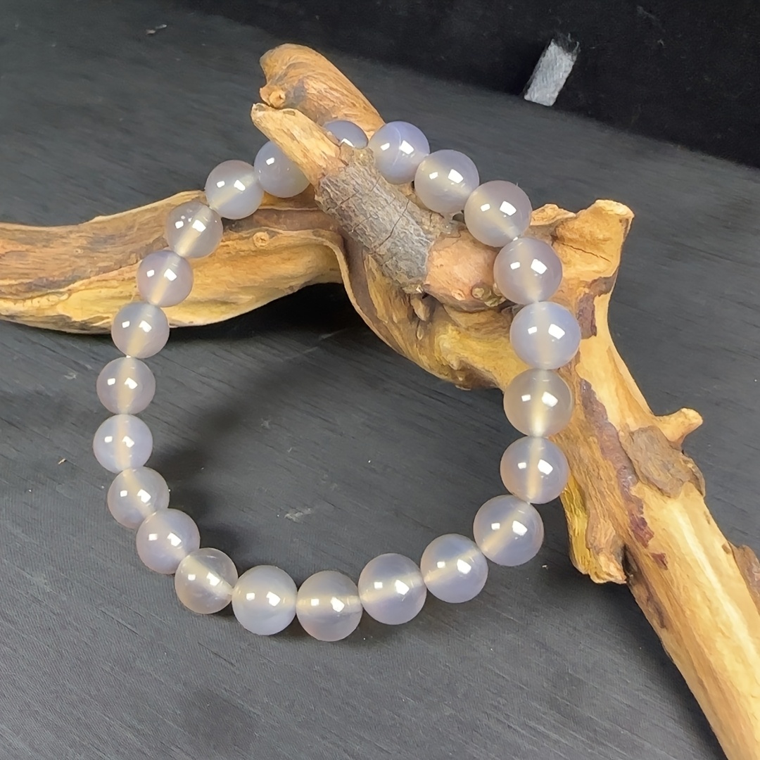 Gray Purple Agate Bracelet Chalcedony Jewelry for Women